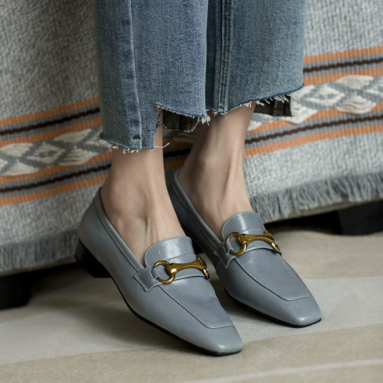 Low-heeled Metal Accessories Women's Shoes Fashion Mid-mouth Single Shoes