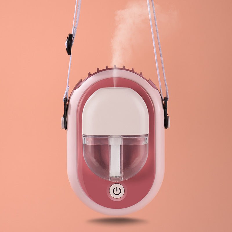 Portable Spray Fan USB Rechargeable Mini Hanging Neck Humidifier Three Gear Adjustable Outdoor Sports Small Fan