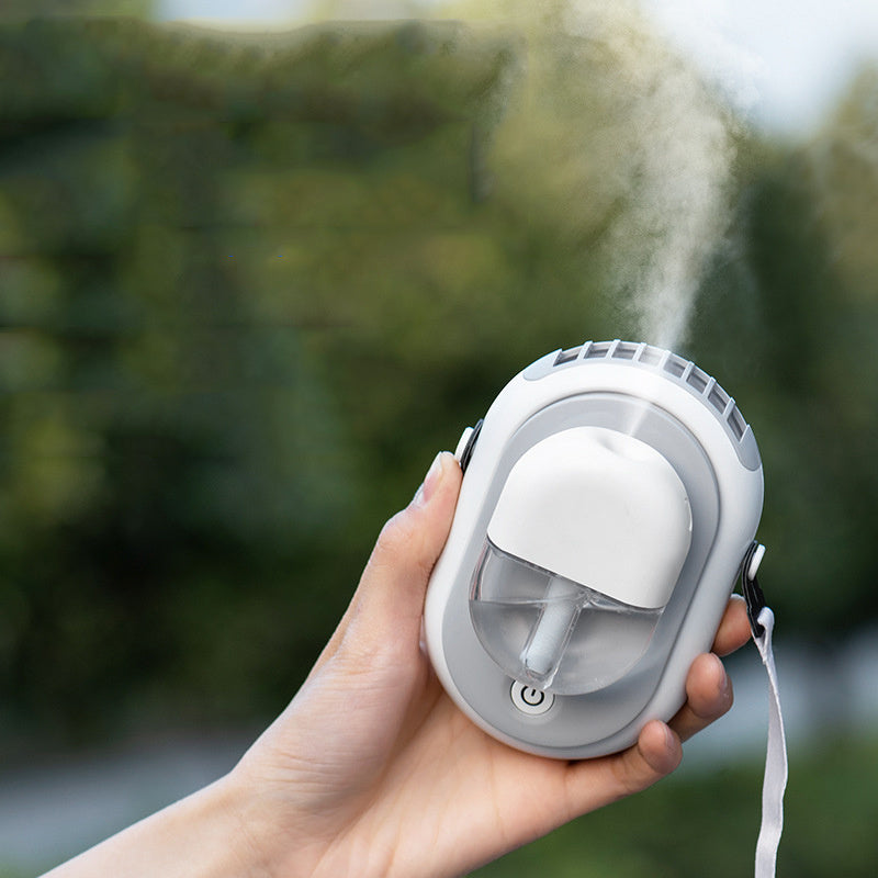 Portable Spray Fan USB Rechargeable Mini Hanging Neck Humidifier Three Gear Adjustable Outdoor Sports Small Fan
