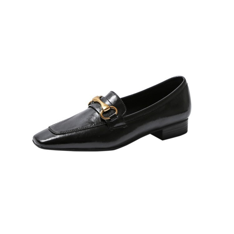 Low-heeled Metal Accessories Women's Shoes Fashion Mid-mouth Single Shoes