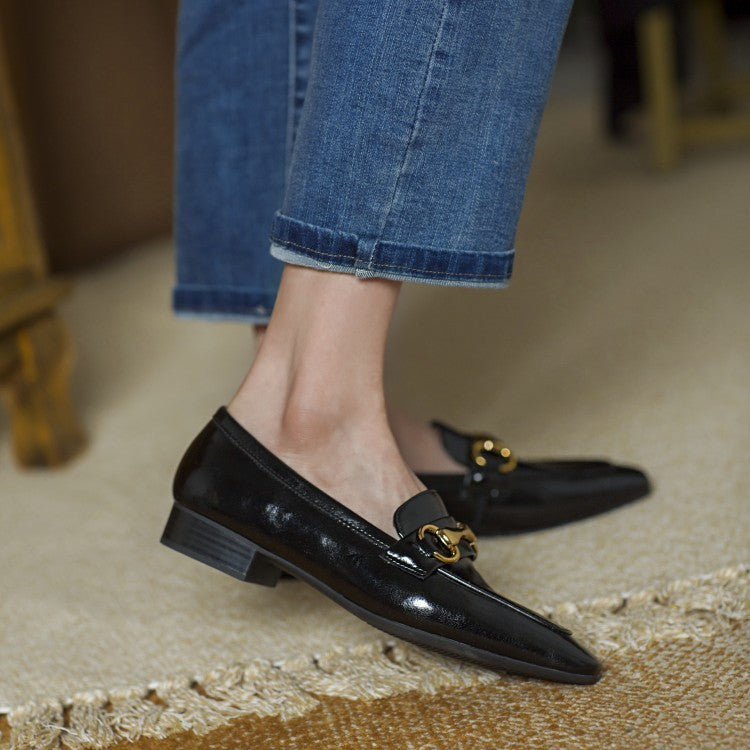 Low-heeled Metal Accessories Women's Shoes Fashion Mid-mouth Single Shoes