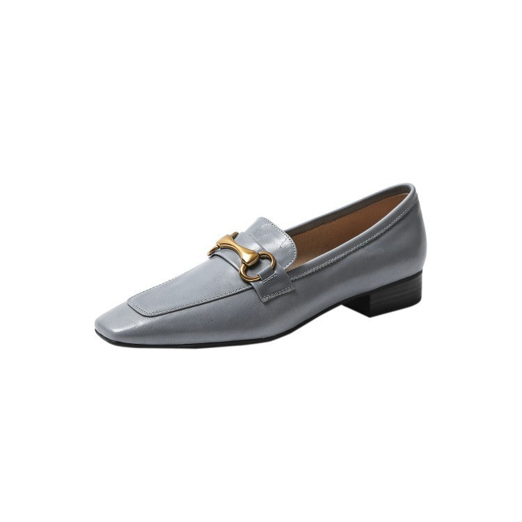 Low-heeled Metal Accessories Women's Shoes Fashion Mid-mouth Single Shoes