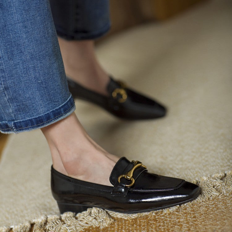 Low-heeled Metal Accessories Women's Shoes Fashion Mid-mouth Single Shoes