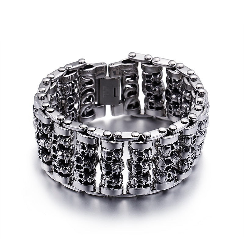 Personalized Punk Trendy Men's Fashion Accessories Titanium Steel Skull Bracelet